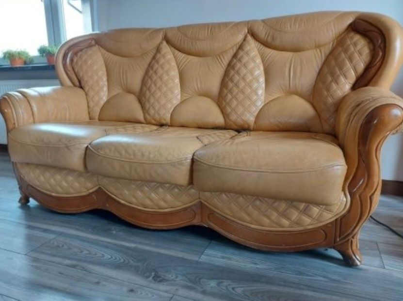 Sofa skórzana z funkcją spania