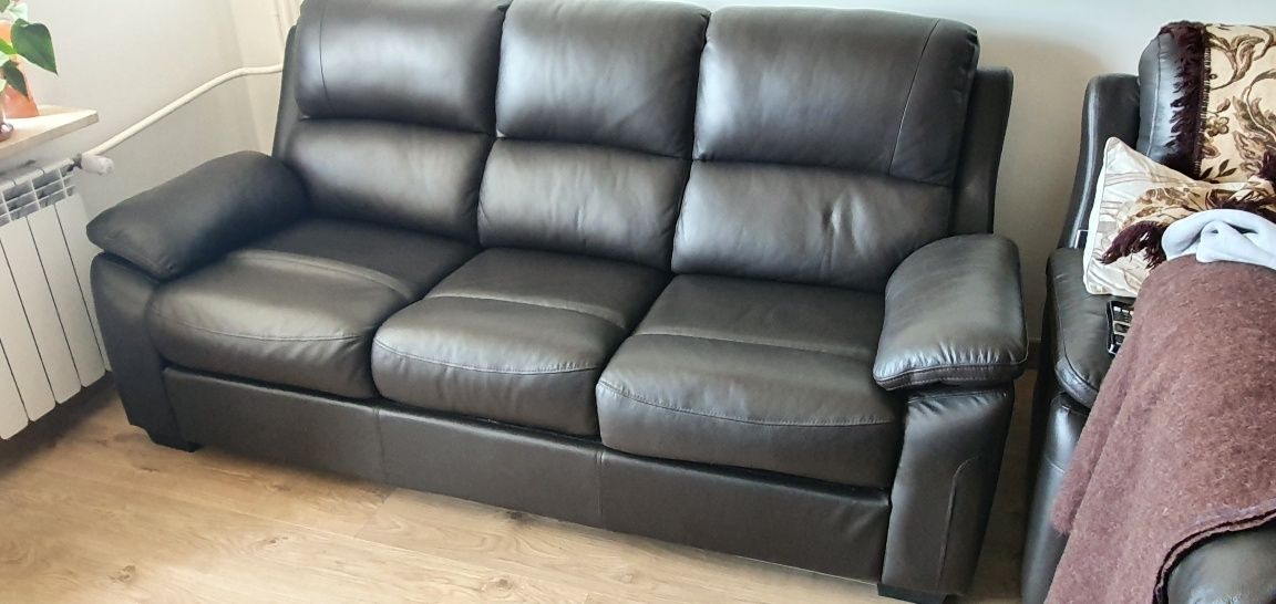 Sofa rozkładana komplet skórzany skóra