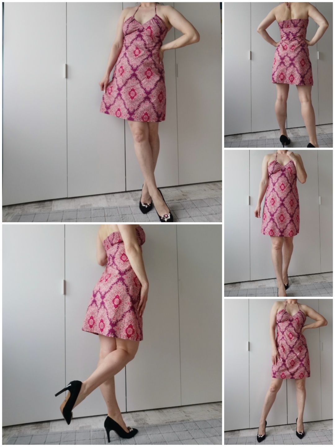 H&M letnia sukienka paisley 38 M 36 S róż bawełna