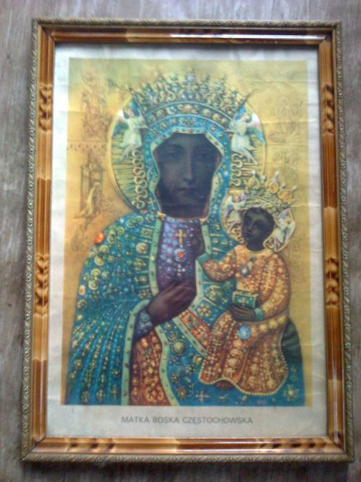 obraz stary duzy przepiekny Matka Boska Czestochowska unikat starocie
