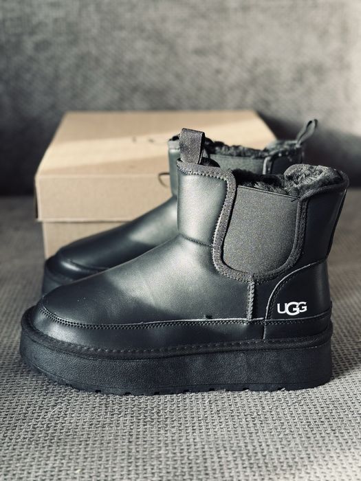 Ugg chelsea leather black кожаные черные угг челси