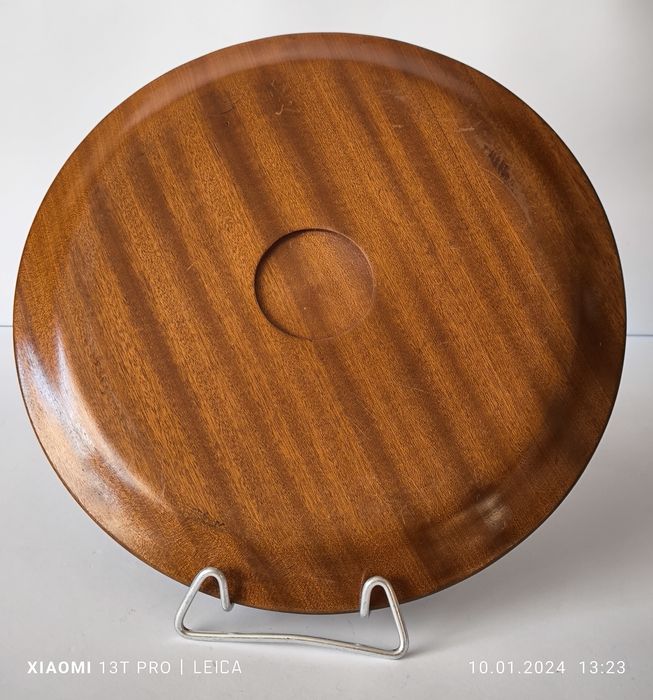 Talerz ozdobny orzeł drewniany rzeźbiony Cepelia rękodzieło  PRL 29 cm