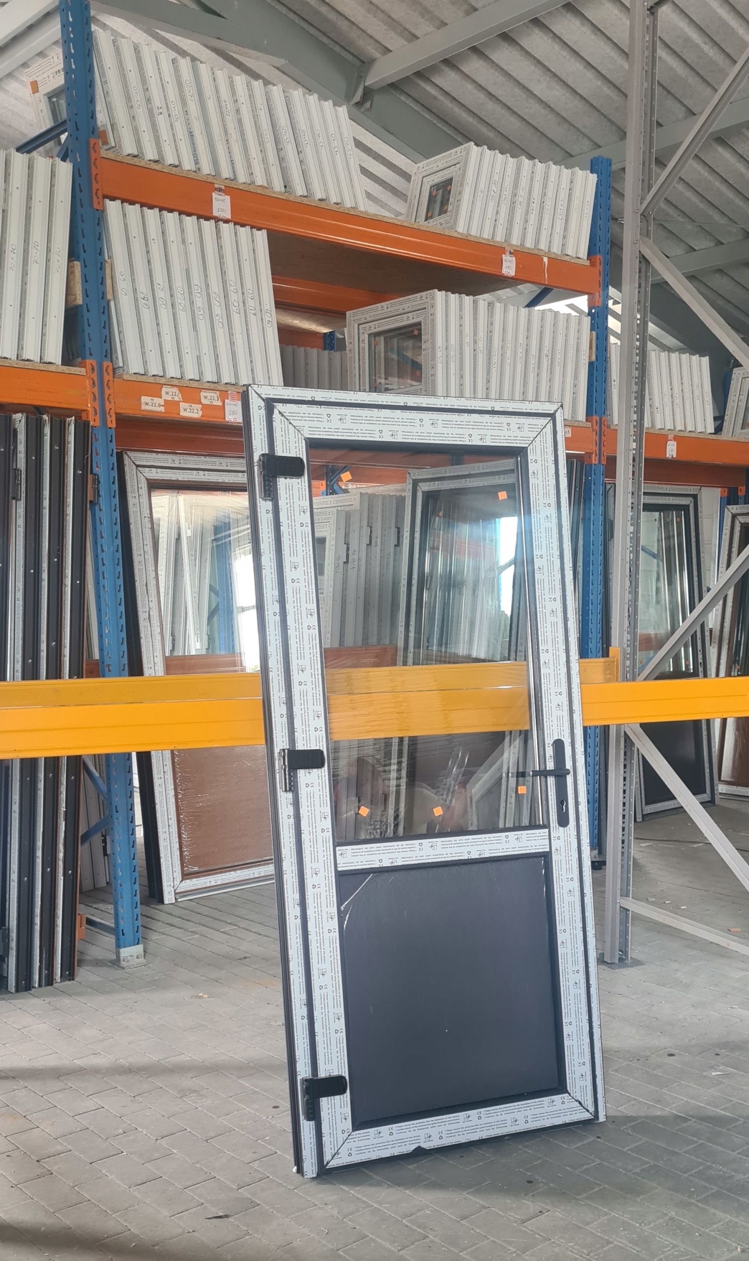DRZWI Kacprzak 100x200 Drzwi ZEWNĘTRZNE PCV Sklepowe Antracyt