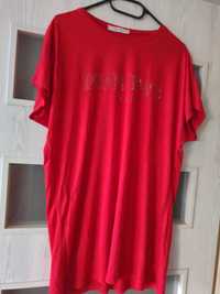 Czerwony t-shirt cyrkonie XXL\xxxl z wiskozy