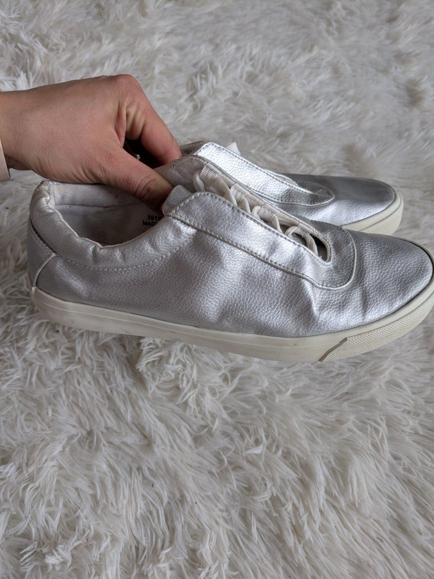 Srebrne trampki sneakersy damskie 41