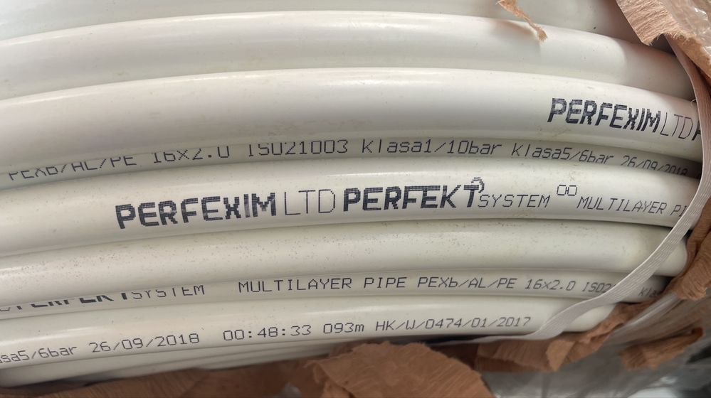 Rura Pex  z wkladka aluminiowa podlogowe 16mm 200mb