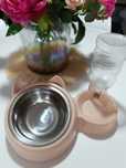 Comedor de gatos rosa