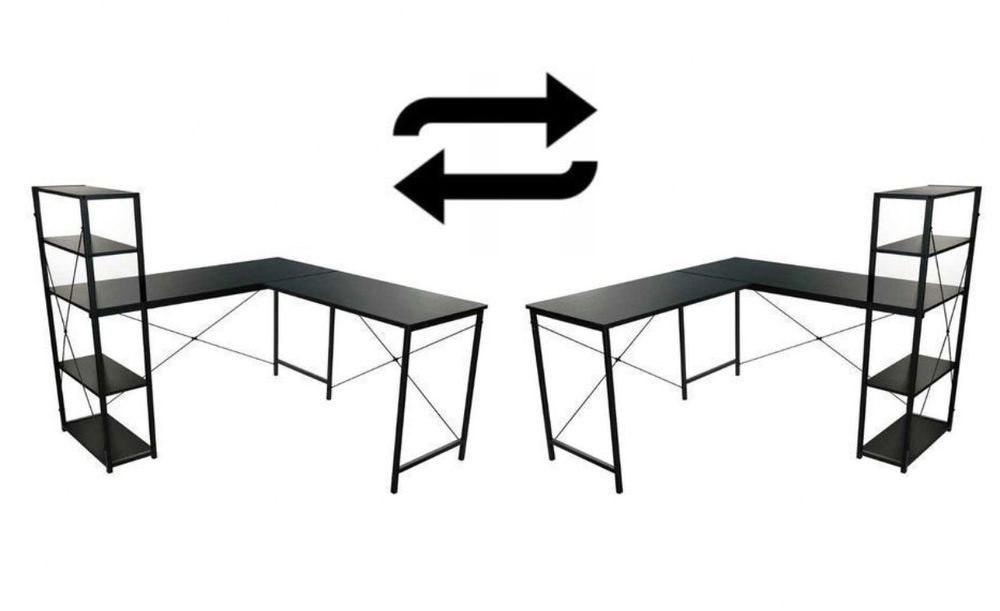 NOWE Biurko Narożne Gamingowe Czarne Duże Komputerowe Do Biura Szkolne