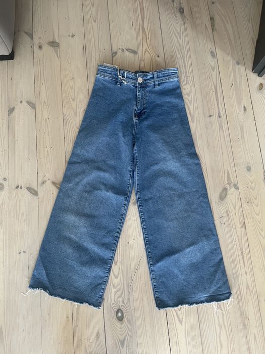 Zara jeansy szerokie marine 164