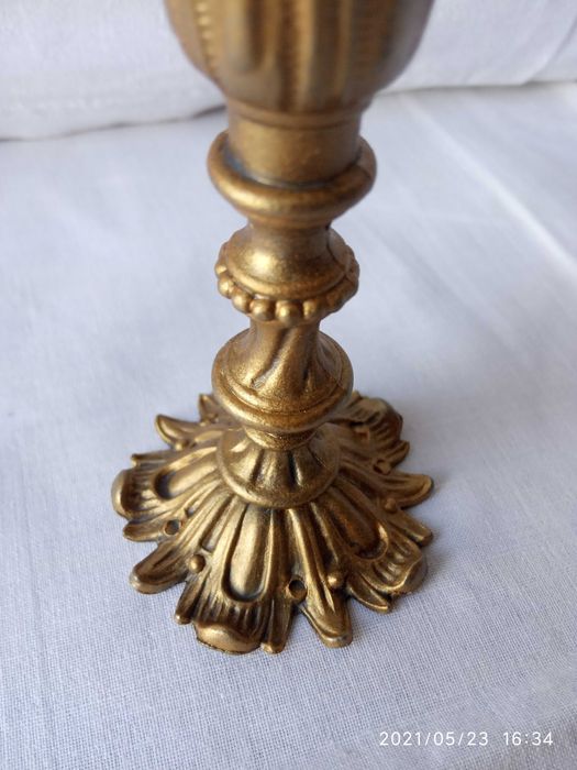 zabytkowy świecznik retro ludwikowski ludwik vintage mosiądz