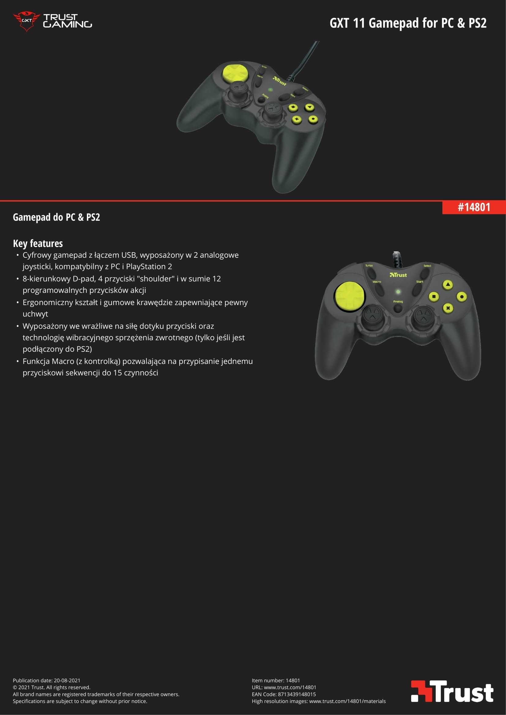 Gamepad Trust Dual Stick GM-1520 (14801) Czarny/Żółty