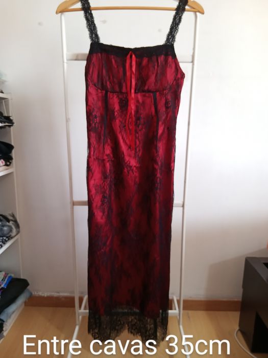 Vestido preto e vermelho tamanho S, 36