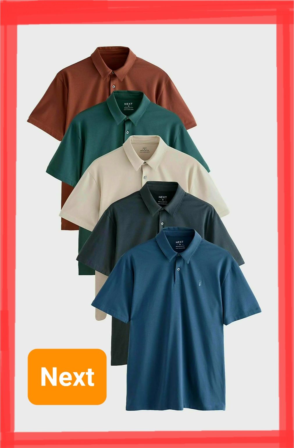 Next 5 pack koszulki polo męskie XXL  grey blue green red stone