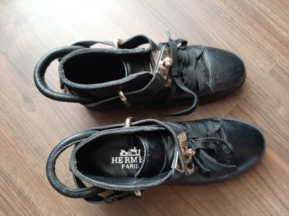 Женские ботинки Hermes 24см черные
