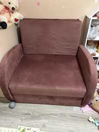 Sofa welurowa fotel rozkladany jak nowy