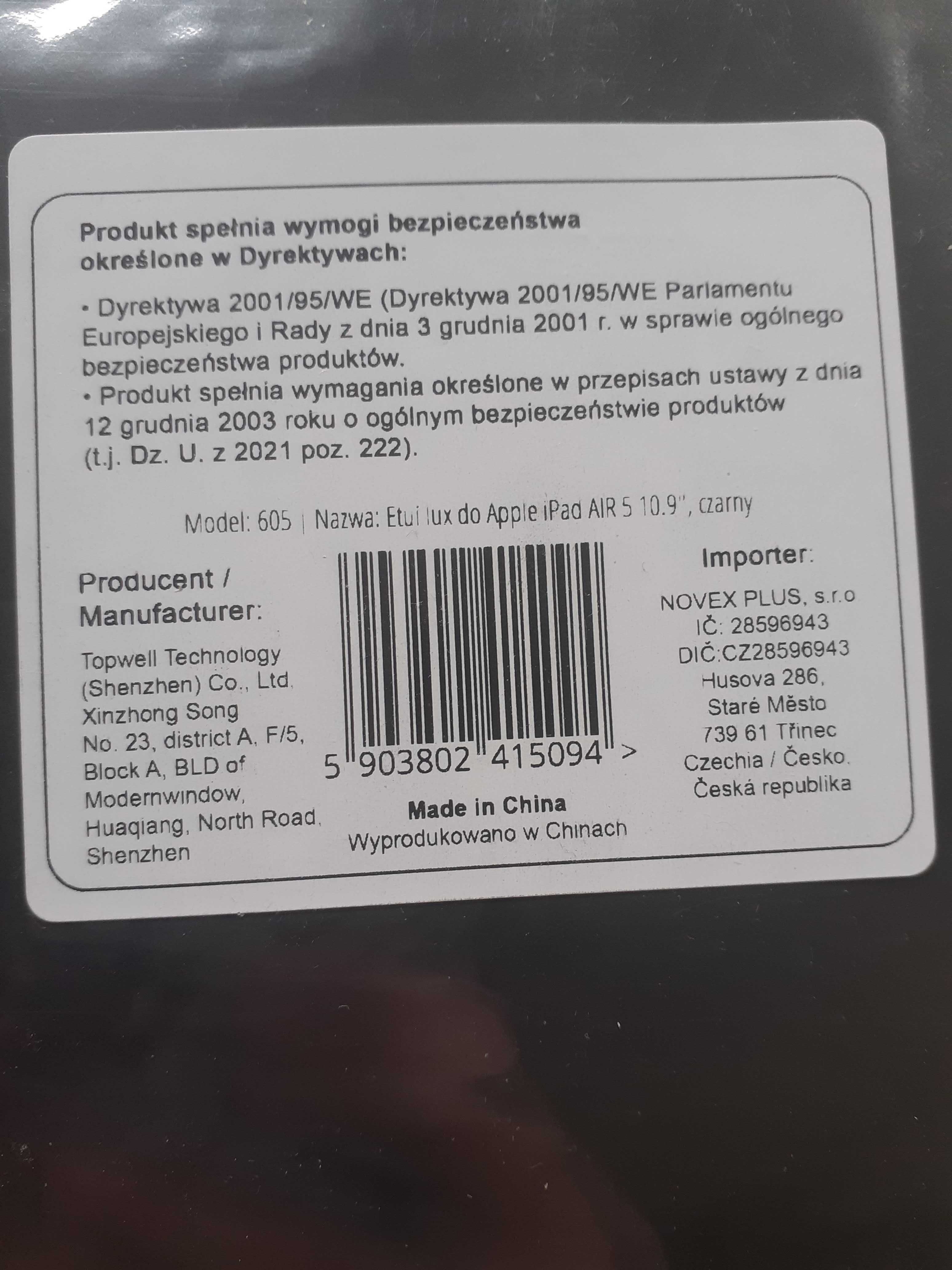 Etui iPad 10.9 kolor czarny do tableta