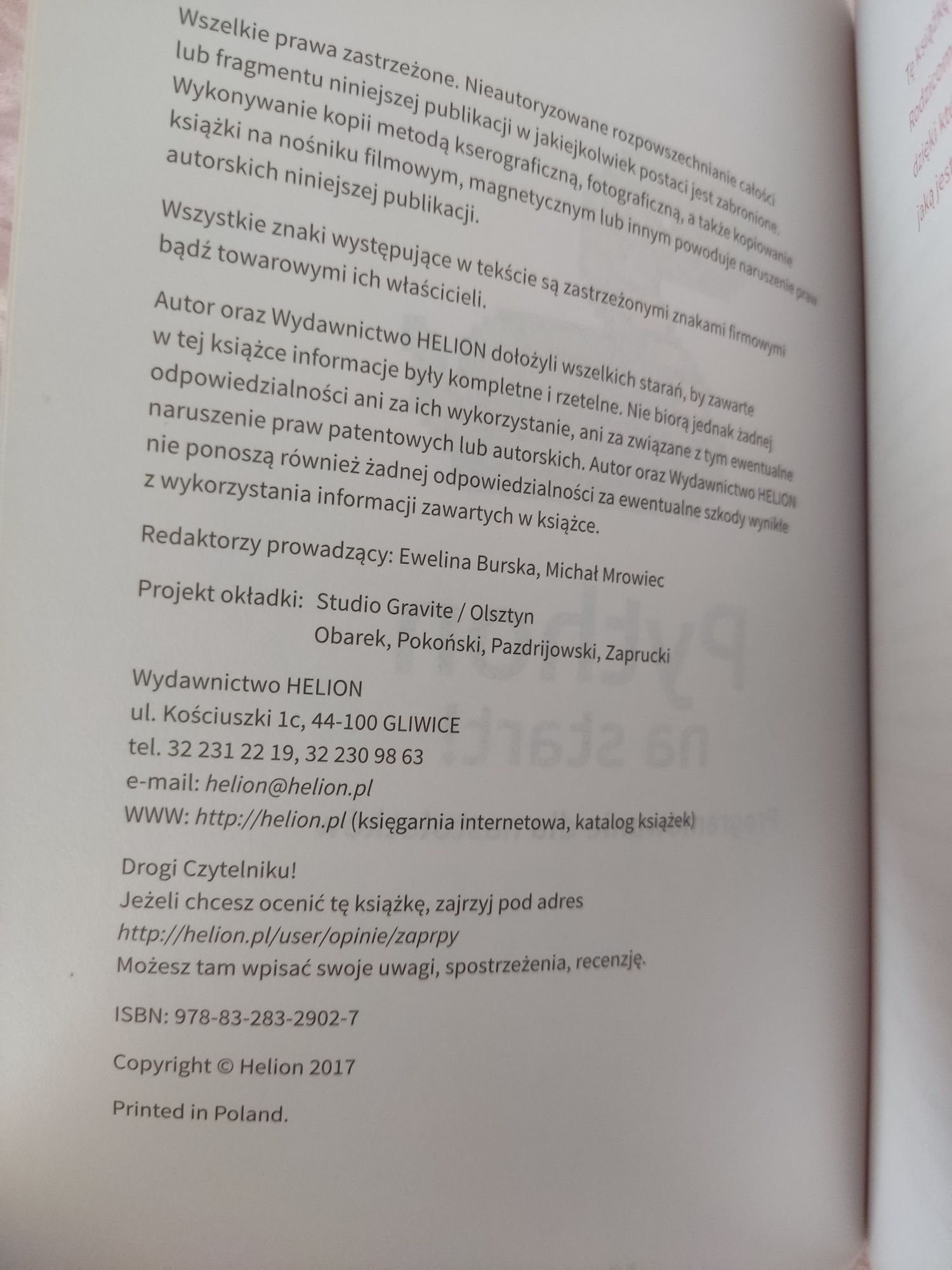 "Python na start! Programowanie dla nastolatków" M. Wiszniewski