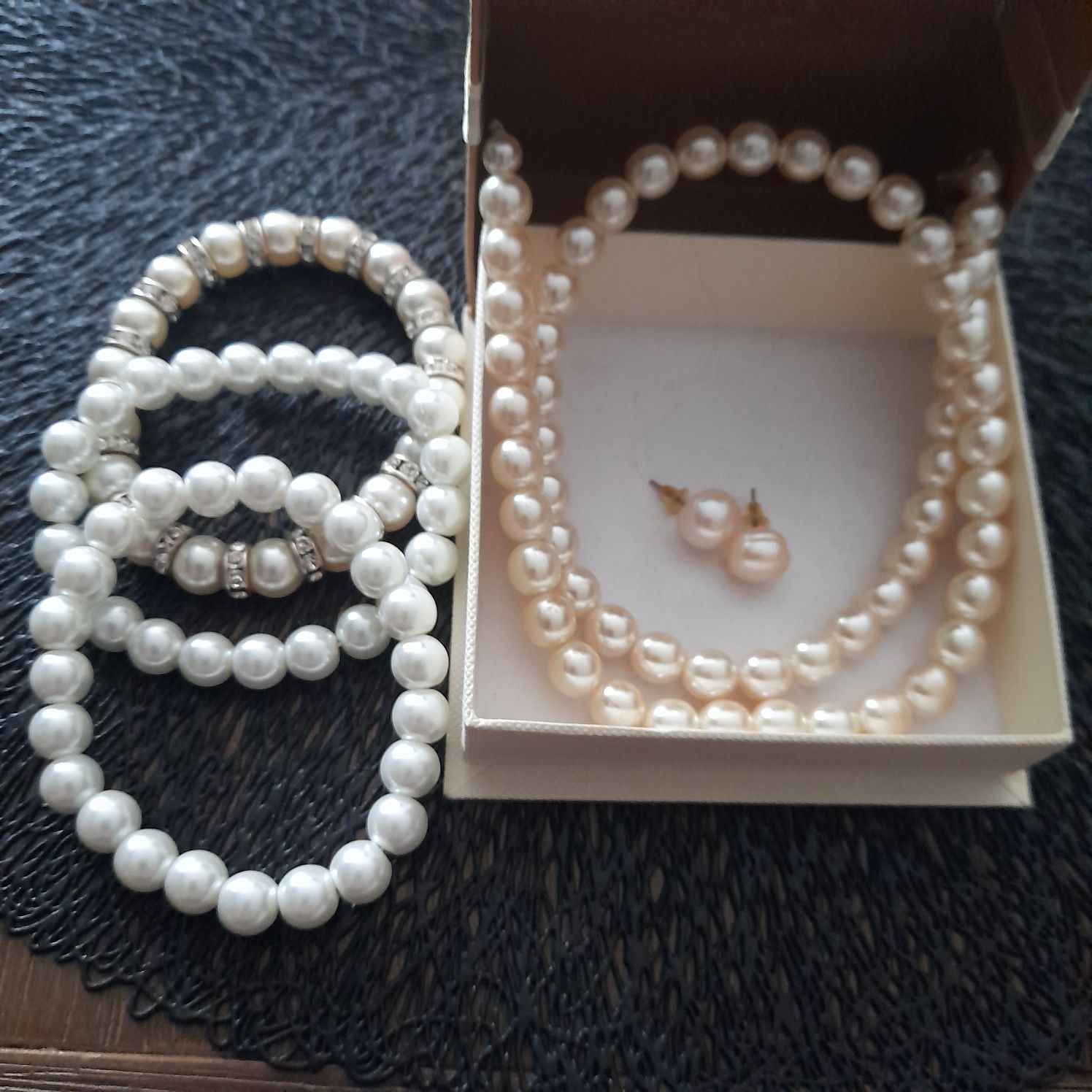 Zestaw biżuterii perłowy 3 elementy,perly