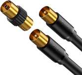 Ugreen Kabel Antenowy Tv 1M + Adapter Żeński | Rg59 | 24K Złoto