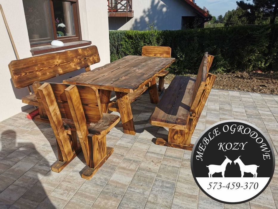 NOWY CENNIK Meble ogrodowe drewniane góralskie. Lite drewno ławka stół