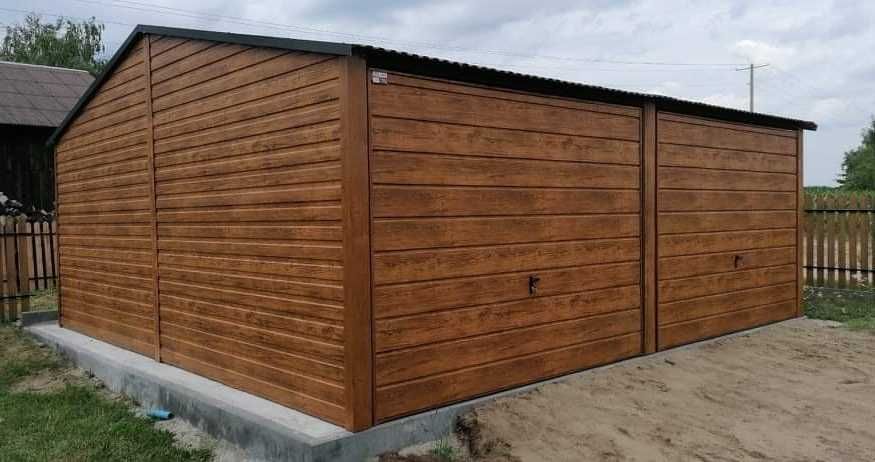 Garaż Blaszany drewnopodobny 6x5 Garaże Blaszane BlaszakiHaleWiatyRaty