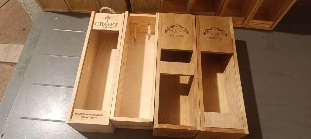 Caixas de madeira de 1 garrafa de vinho