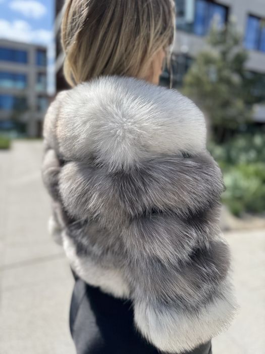 Futro naturalne / kurtka xs/s nowa z lisa 2 w 1 krótka Premium biała