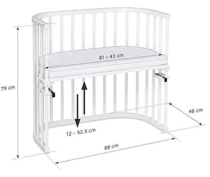 Łóżeczko dla niemowląt dostawka dostawne drewniane Babybay białe