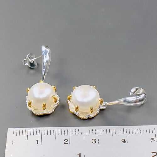 Серьги из серебра 925 пробы с натуральным не облагороженным жемчугом