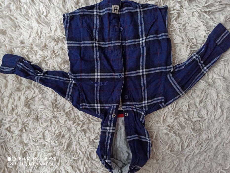 Koszula flanelowa w kratkę z kapturem dla chłopca 12-18 miesięcy