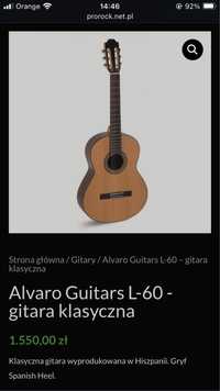 Piekna gitara klasyczna alvaro 60 wraz z pokrowcem
