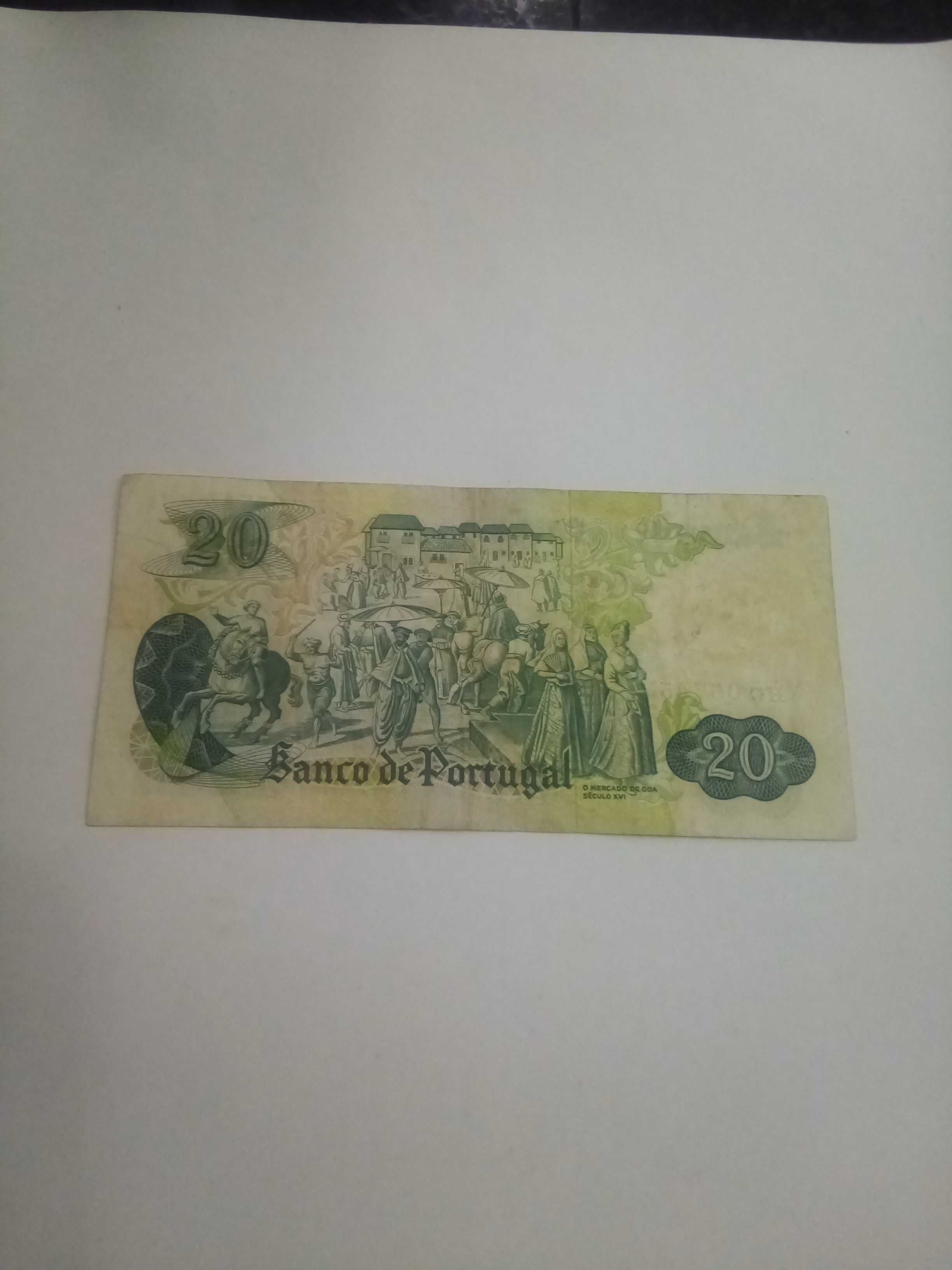 Lindo exemplar de notas portuguesas de 20 escudos de 1971