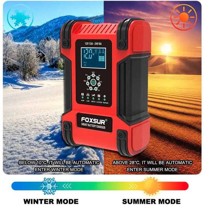 зарядное устройство автоматическое  для Foxsur 12V 12A/24V 6A