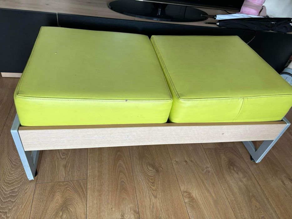 2 sztuki dwuosobowy puf sofa limonkowa