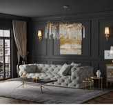 Sofa chesterfield + pufa 80x80 kolor grafitowy