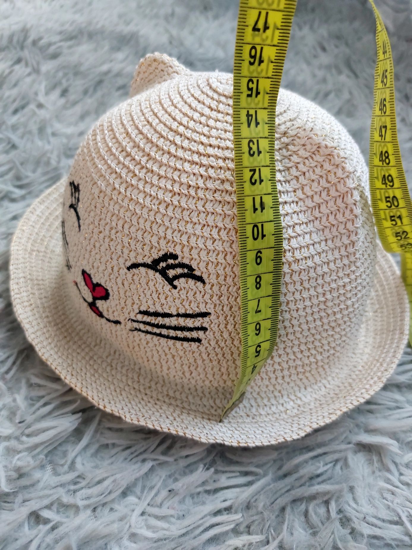 Детская соломенная шляпка,соломенная панамка,Панамка.Котик