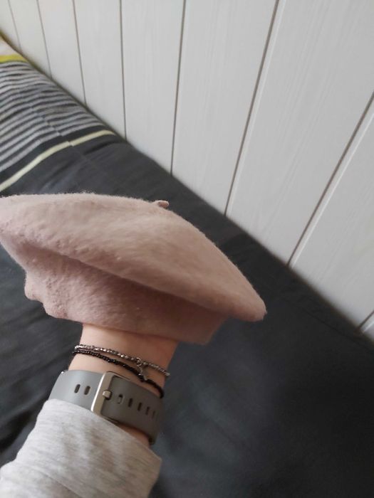 Beret damski jasno brązowy beżowy moher