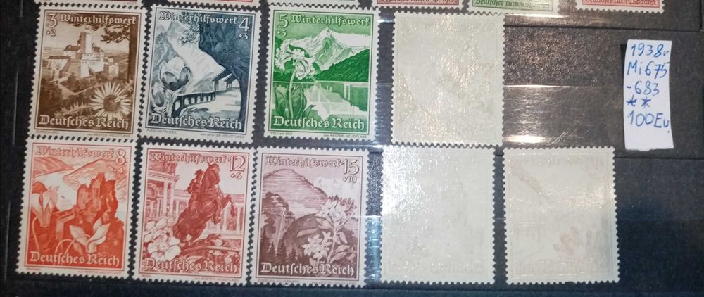 Niemcy 1938 czyste Mi 675 - 683 ** 3 Rzesza 100Eu