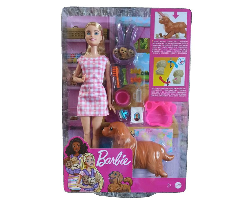NOWA lalka BARBIE Narodziny piesków Lalka + 4 pieski HCK75 USZK OPAK