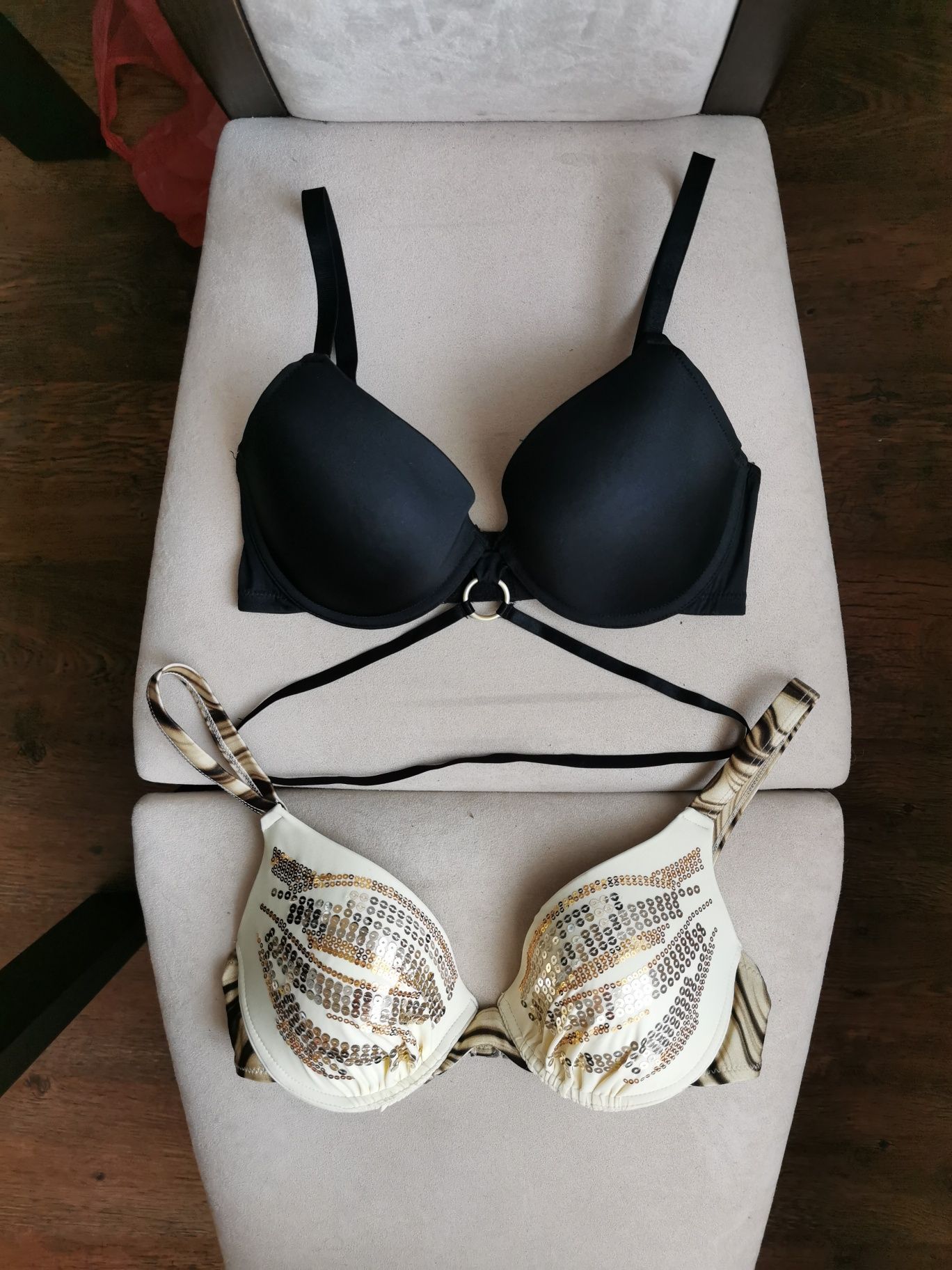 Biustonosz 75 D push up h&m, stanik cekiny bikini strój kąpielowy