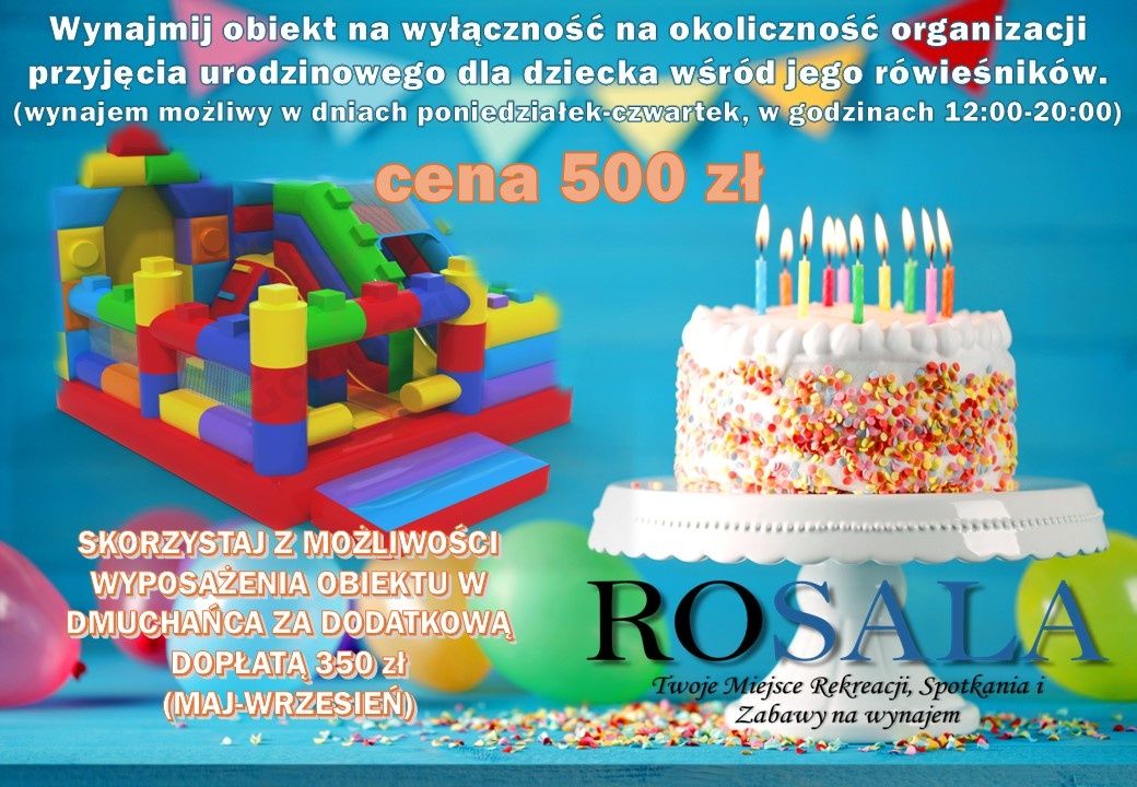 Sala na wynajem dla dzieci, Urodziny dla dzieci