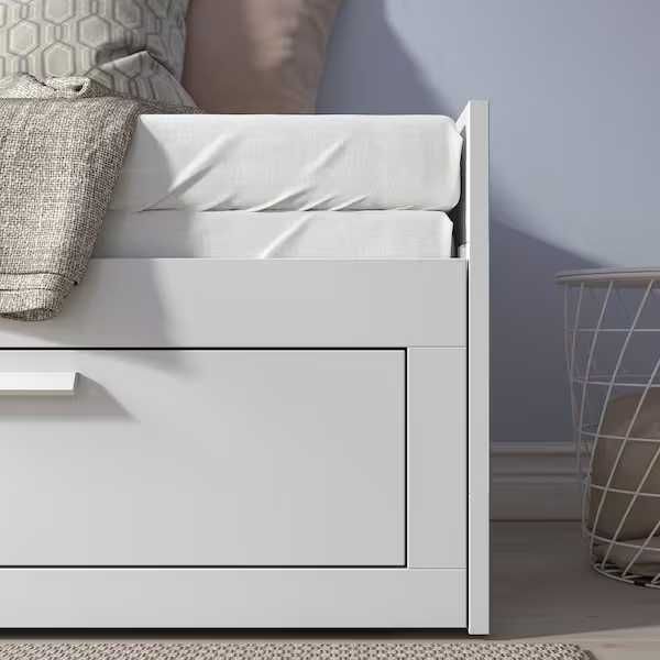 Leżanka biała Ikea BRIMNES Rama  z szufl 80x200 Nowe w kartonach łóżko