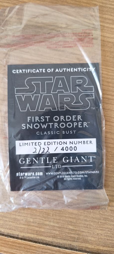 Star Wars Gentle Giant First Order Snowtrooper popiersie