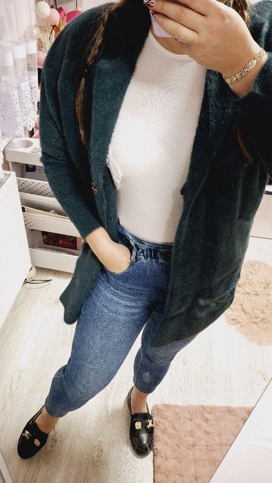 Płaszcz alpaka butelkowa zieleń nowa