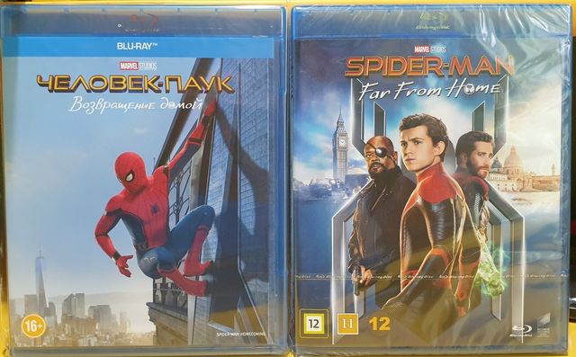 Blu ray фільми Человек паук:Возвращение домой та Вдали от дома 1 та 2