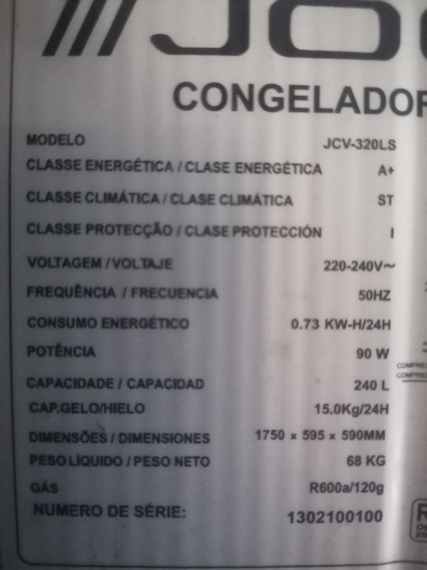 Congelador arca vertical 240L JOCEL