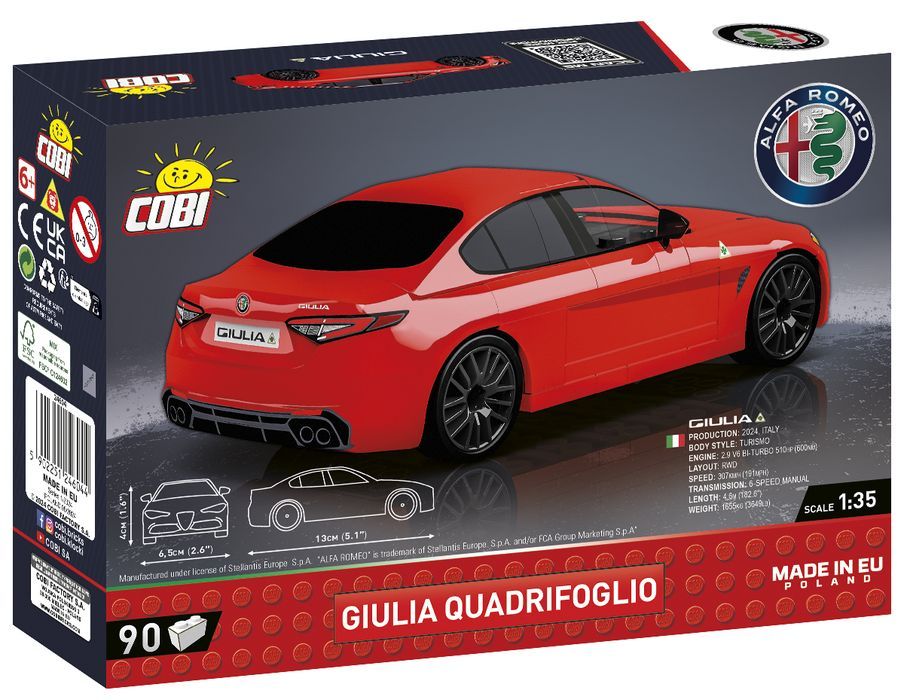 Klocki Cobi 24604 Samochód  Giulia Quadrifoglio Alfa Romeo 90 El.