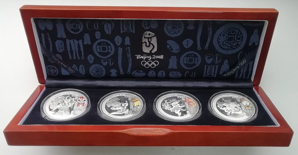 Китай набір 10 юань (4 шт.) 2008р. СРІБЛО. Пекін. Олімпійські ігри.