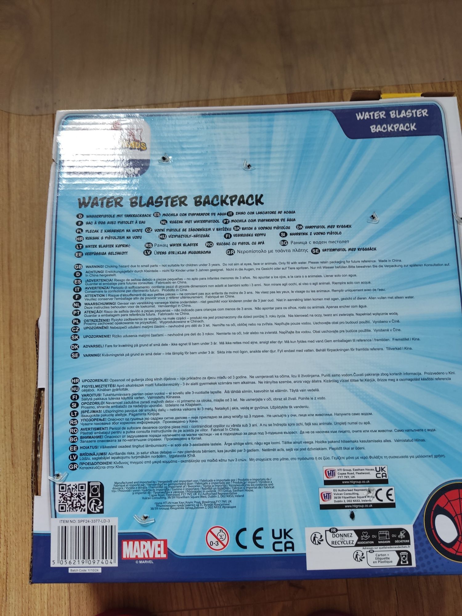 Spiderman plecak z karabinem na wodę