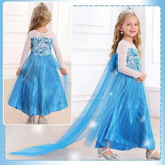Strój ELSA sukienka Przebranie rozm. 110 cm AKCESORIA kraina lodu K695